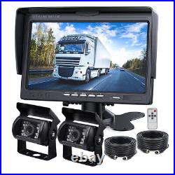 Car Rear View 7 Monitor 2 CCD Reversing Backup Camera 4PIN 12-24v System Truck