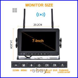 Digital Wireless 7 Monitor DVR Splitscreen 4x Reversing Backup Camera Kit Truck