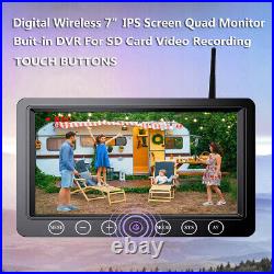 Digital Wireless 7 Quad DVR Monitor Magnetic Reversing Backup Camera 128GB Kit
