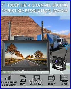Digital Wireless 7 Quad Monitor DVR Reversing Backup Camera For RV Trailer Van