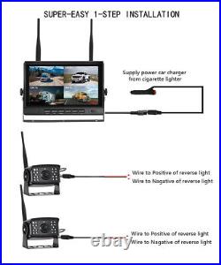 Digital Wireless 7 Split Monitor 4x Reversing Backup Camera Kit DVR 12/24V QUAD