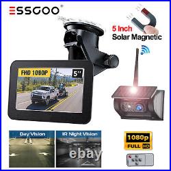 Magnetic Solar Wireless Backup Camera 5 HD Monitor Rechargeable Reverse Camera