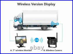 RV Bus Camper Truck 7 Monitor Wireless HD Rear View Reversing Backup Camera Kit