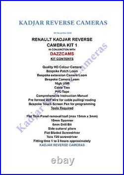 Renault Kadjar complete SELF FIT Back Up Camera kit 2015-2019