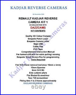 Renault Kadjar complete SELF FIT Back Up Camera kit 2015-2019