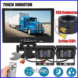 Wired Backup Camera 7'' Monitor Kit 2 x Rear View Reversing Cam For Truck Van RV
