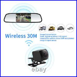 Wireless 4.3 Inch Rear View TFT-LCD Reverse Monitor +Parking Plate Backup Camera