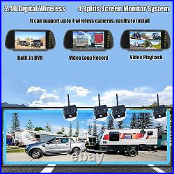 Wireless 7 Quad Mirror Monitor DVR Reversing Backup Camera for RV Caravan 32gb