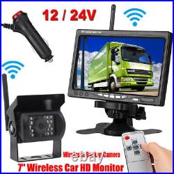 Wireless Car Backup Camera 7 Monitor Bus Motorhome Camper Truck Rear View Kit